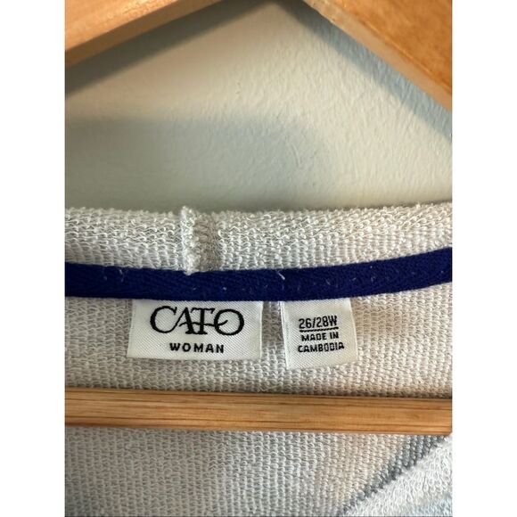 CATO Women's Plus Size 26/28W Zip Up Varsity Hoodie Gray Blue Sporty Loungewear - Picture 6 of 8